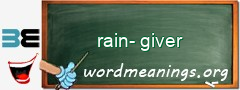 WordMeaning blackboard for rain-giver